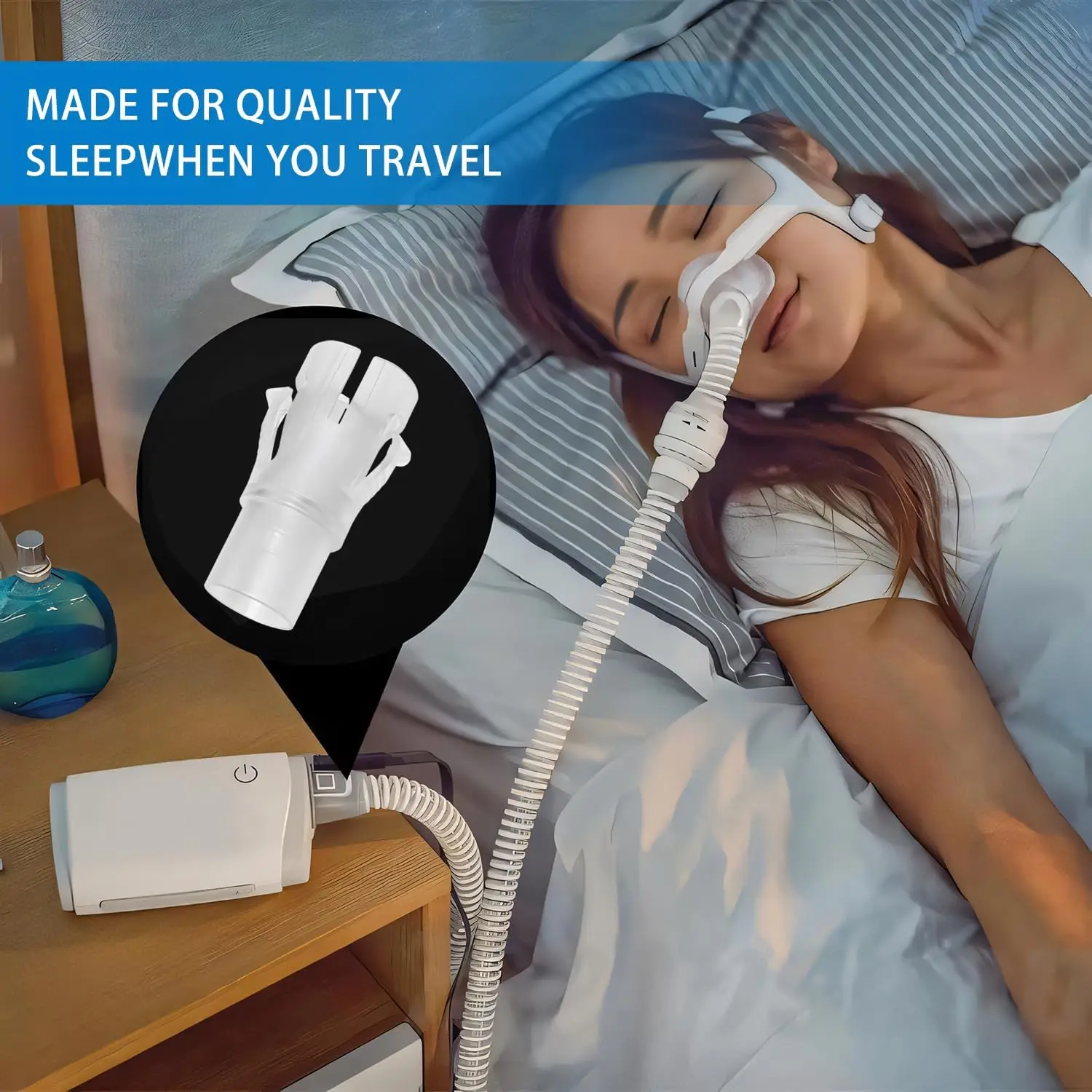 Адаптер для шланга CPAP AirMini Travel, совместимый с универсальным соединителем для шлангов Air Mini, подходит для большинства стандартных шлангов.