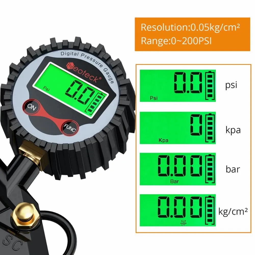 Digital Car EU Tire Air Pressure Inflator Gauge LCD Display LED Backlight Vehicle Tester Inflation Monitoring For Ford car