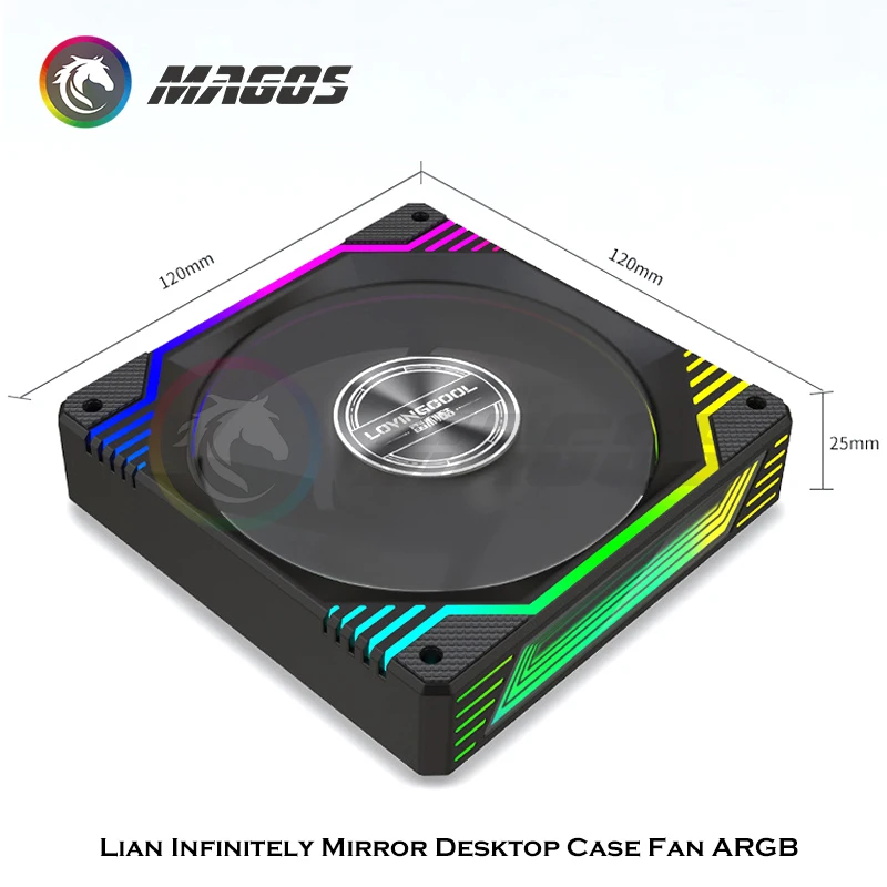 Lian infinitly Mirror Desktop Case Fan ARGB 5V 12CM Cooler Forward & Reverse Air Outlet MB AURA SYNC nero/bianco