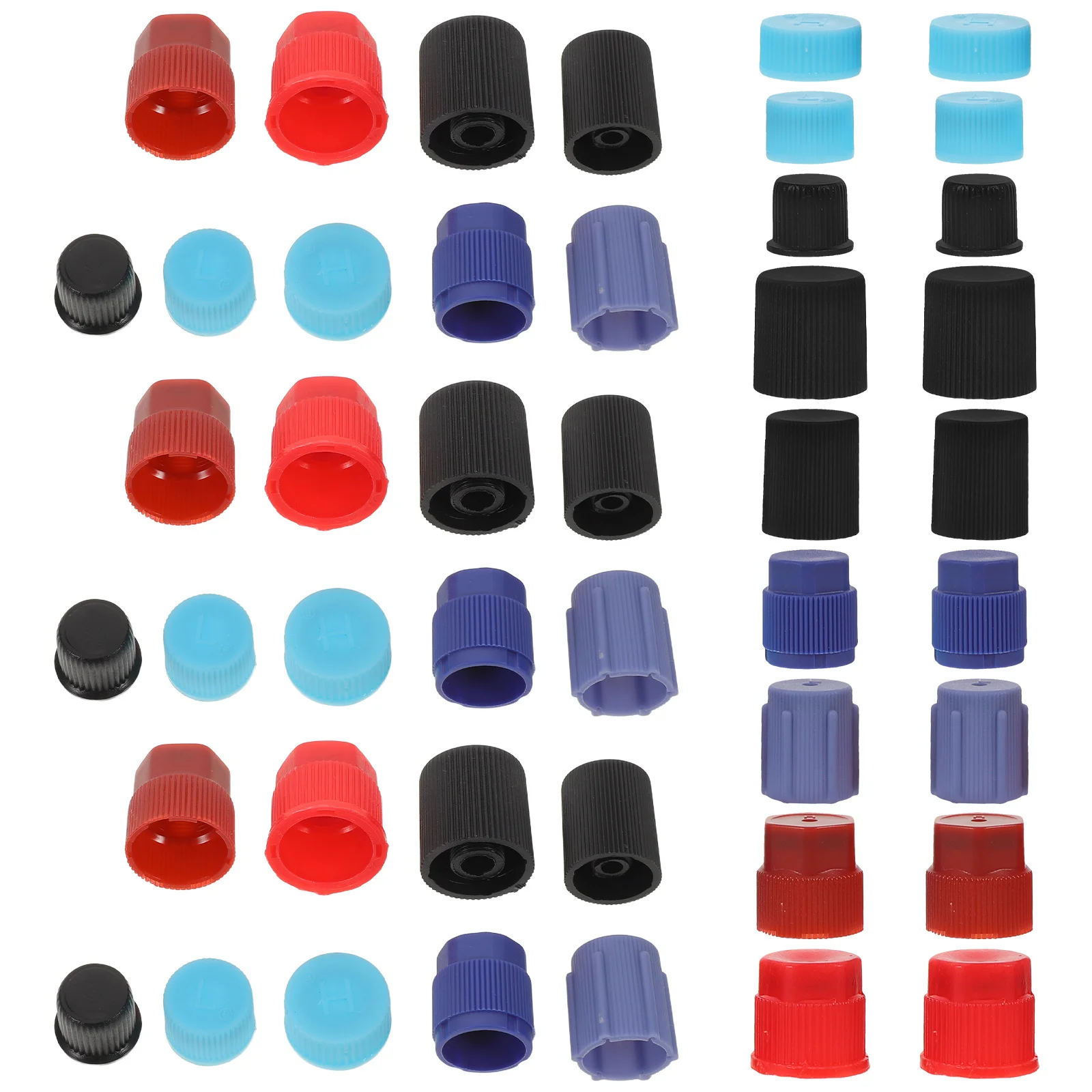 

55pcs Car Air Conditioning Valve Caps Plastic Ac Charging Port Caps For Most Vehicles Auto Ac Replacement Kit Engine Parts