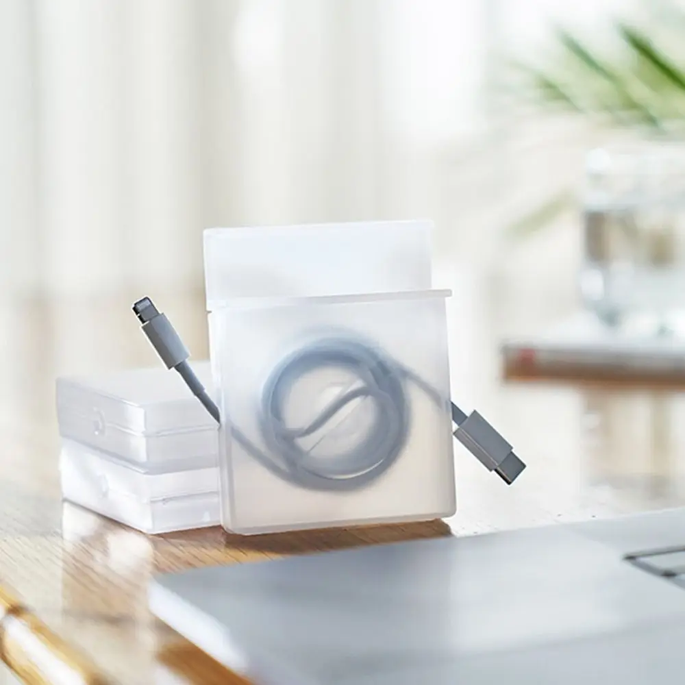 Simple Plastic Desktop Cable Organizer Transparent Retractable Cord Management Tangle-Free USB Cable Winder Home Office