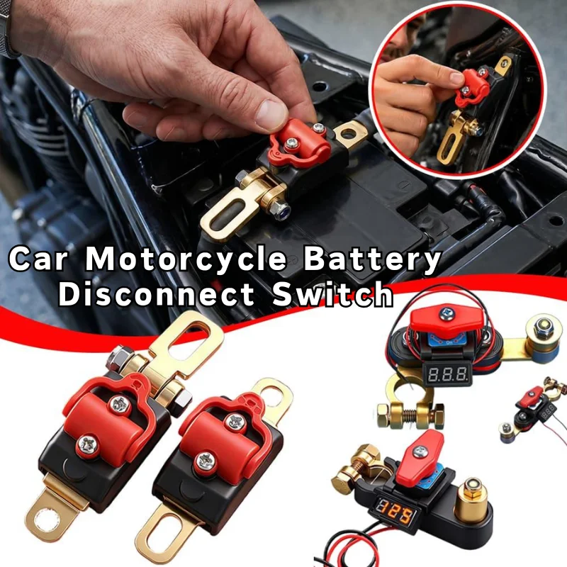 1/5PCS Quick Battery Disconnect Cutoff Switch With Voltmeter Heavy Duty Brass Terminal Power Kill Switch For Car Motorcycle Camp