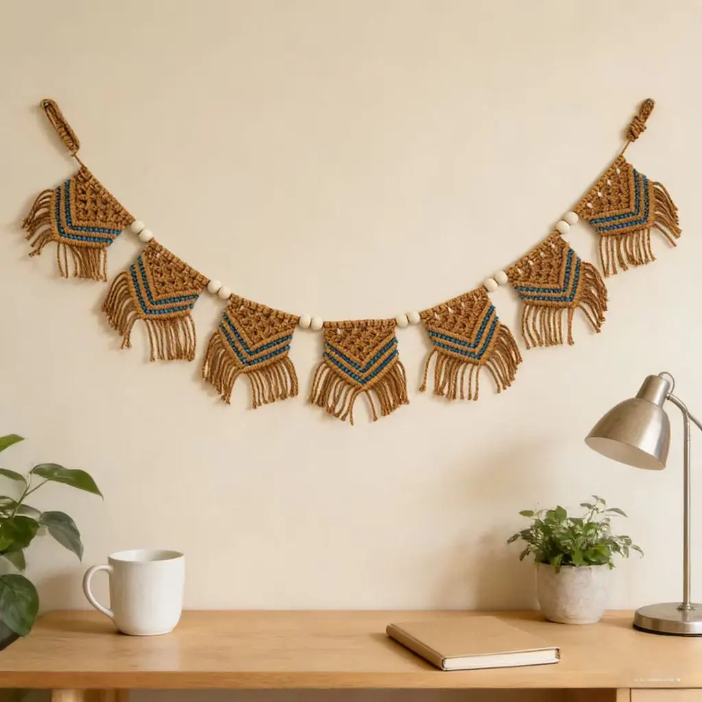 Handgefertigte Dreieckige Flaggen-Wandteppiche Fertiges Produkt Wohnzimmer Sofa Bettkopf Wandkunst Ästhetische Raumdekoration