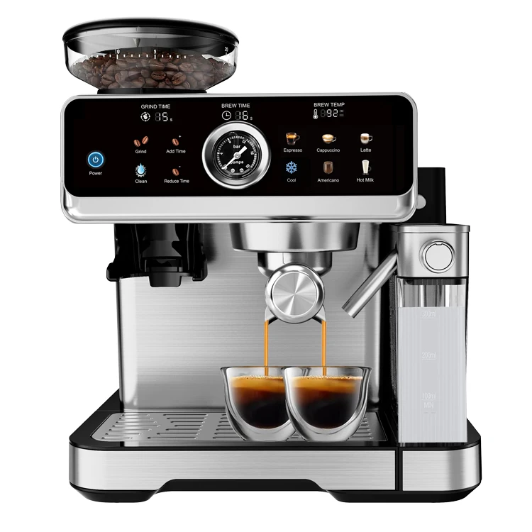 4in1 20 Bar Espresso Machine Automatic Cold Hot Milk Frother Cappuccino & Latte Coffee Maker Brushed Stainless Steel