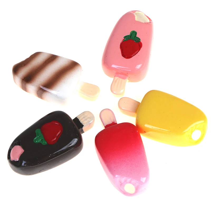 5Pcs Dollhouse Miniature 1:12 1:6 Scale Ice-cream Kitchen Food Popsicle Pretend food Dollhouse Decor for Doll Kitchen Toys