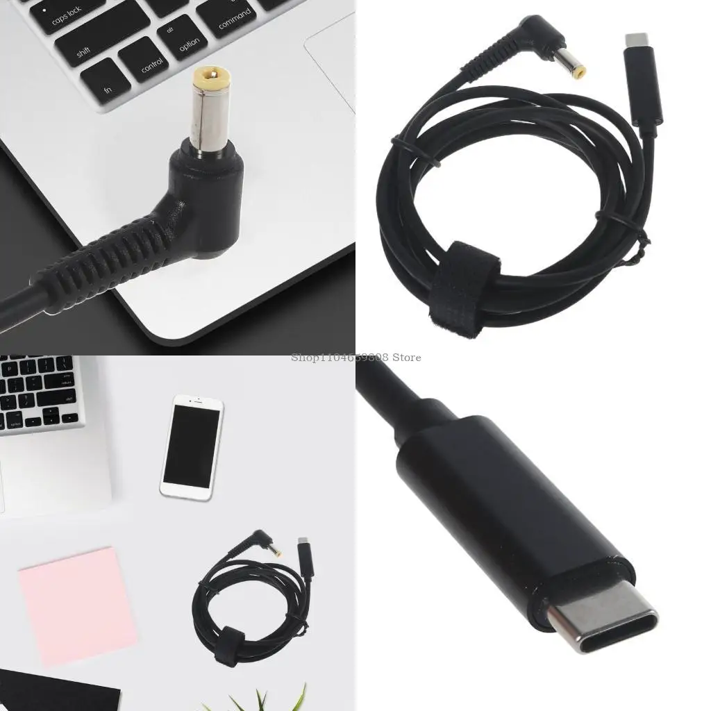 Universal PD 65W 3A Tipo-C para cable carga rápida 5,5x2,5 mm