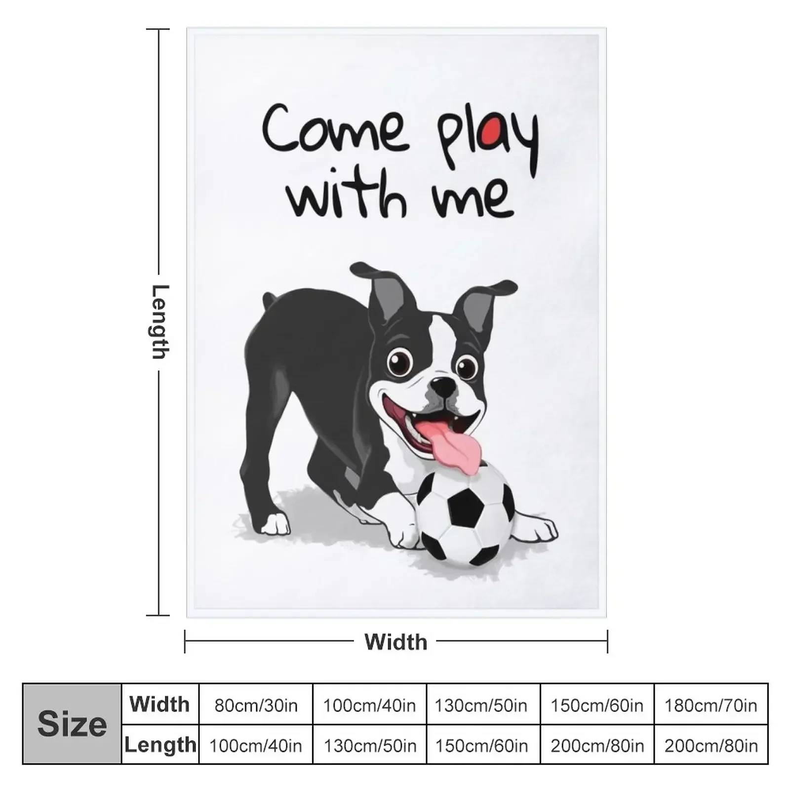 Boston Terrier Come Play With Me Throw Blanket couch cozy soft plush fuzzy picnic outdoor blanket