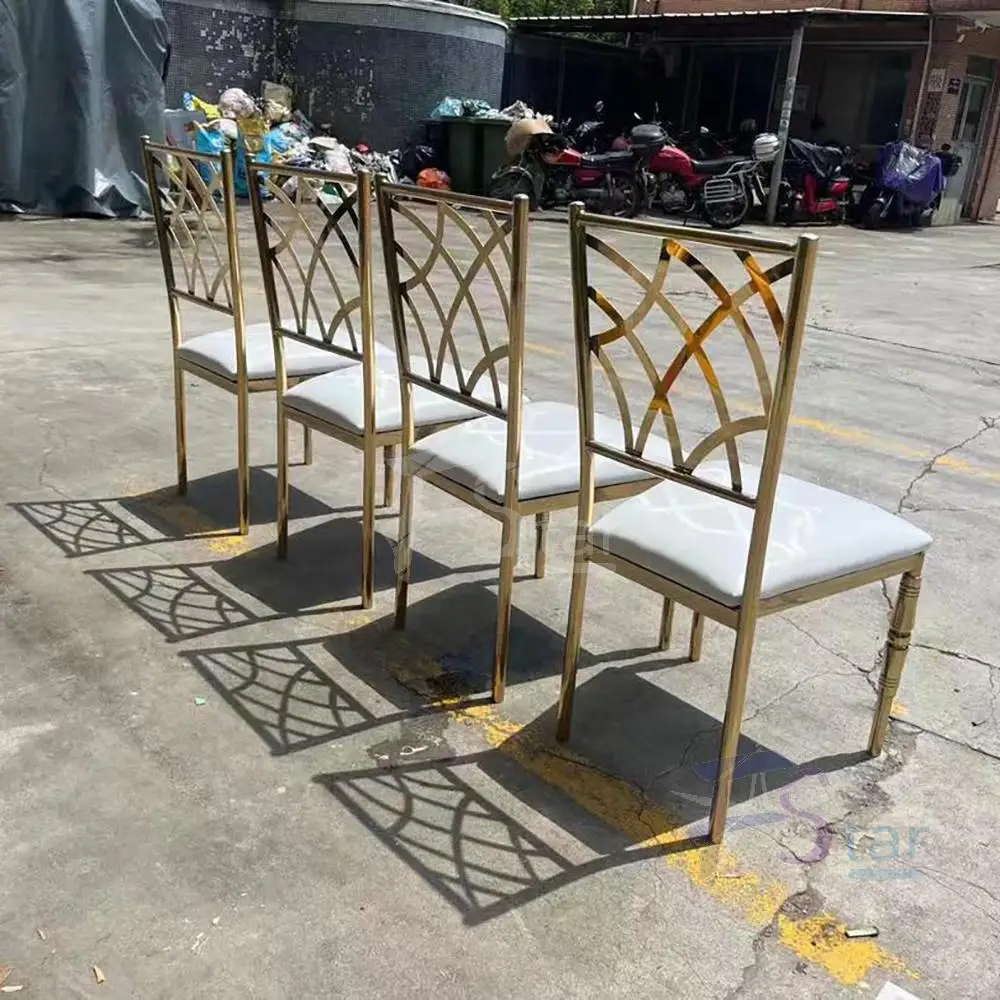 Modern Design Golden Stainless Steel Luxury Banquet Chair Wedding Chairs For Dinner Event Hotels
