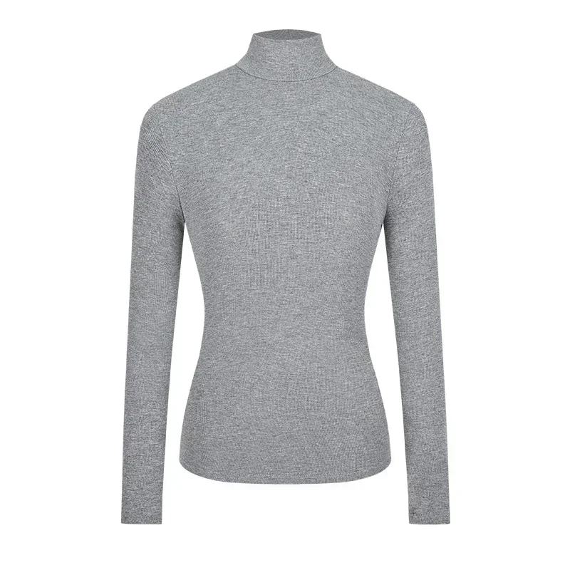 

Spring Office Lady Basic High-Neck Slim T-Shirt Women Solid Multi Color All-Match Trend Casual Top Long Sleeve Elastic 2025