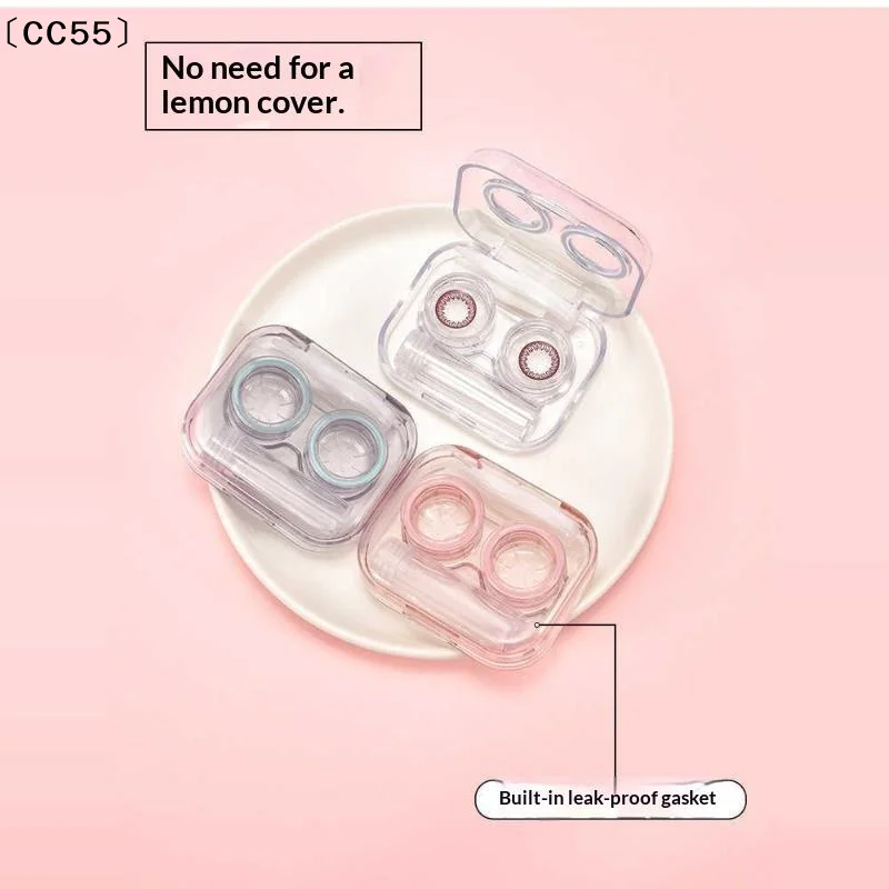 Contact Lens Case With Quick Open Design Leakproof Transparent Body Portable For Daily Use Travel Work Storage Box〔CC55〕