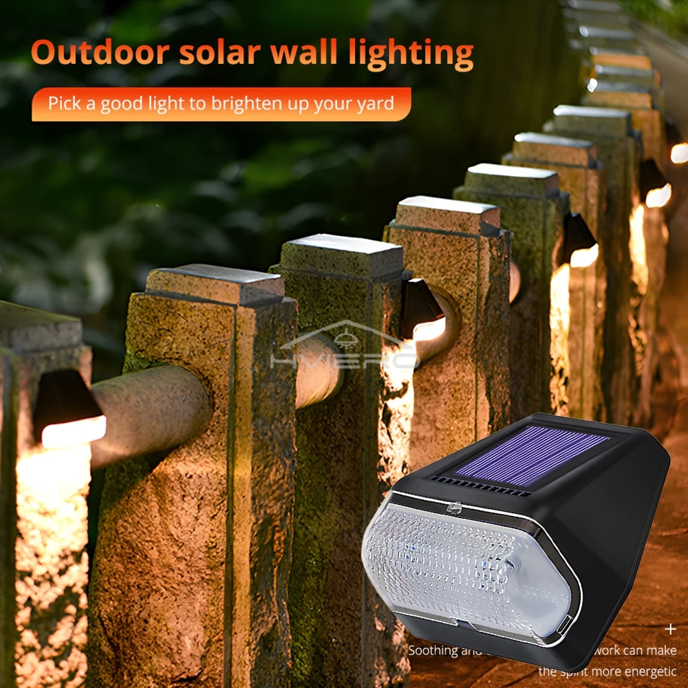 Home LED Solar Wall Lamp Road Light Induction Outdoor IP65 Rainproof Courtyard Garden Decoration Staircase Night Lighting Bright