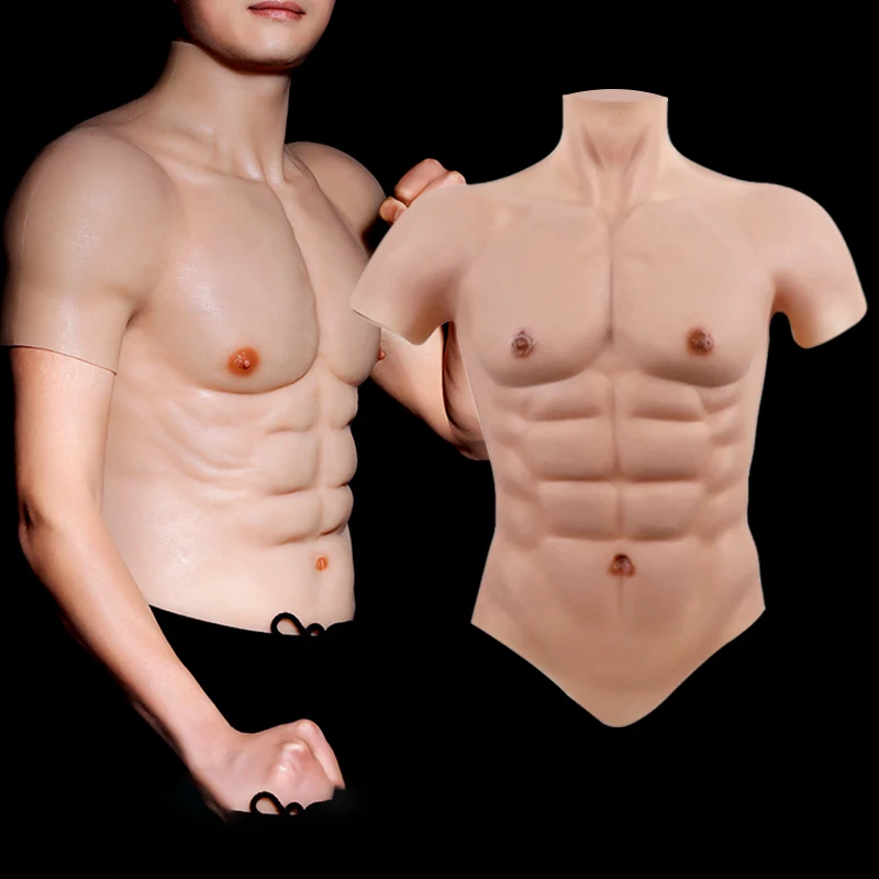 silicone muscle suit Silicone Muscle Suit for Man Costume Male Fake Chest Bodysuit Realistic Simulation Cosplay Clothing