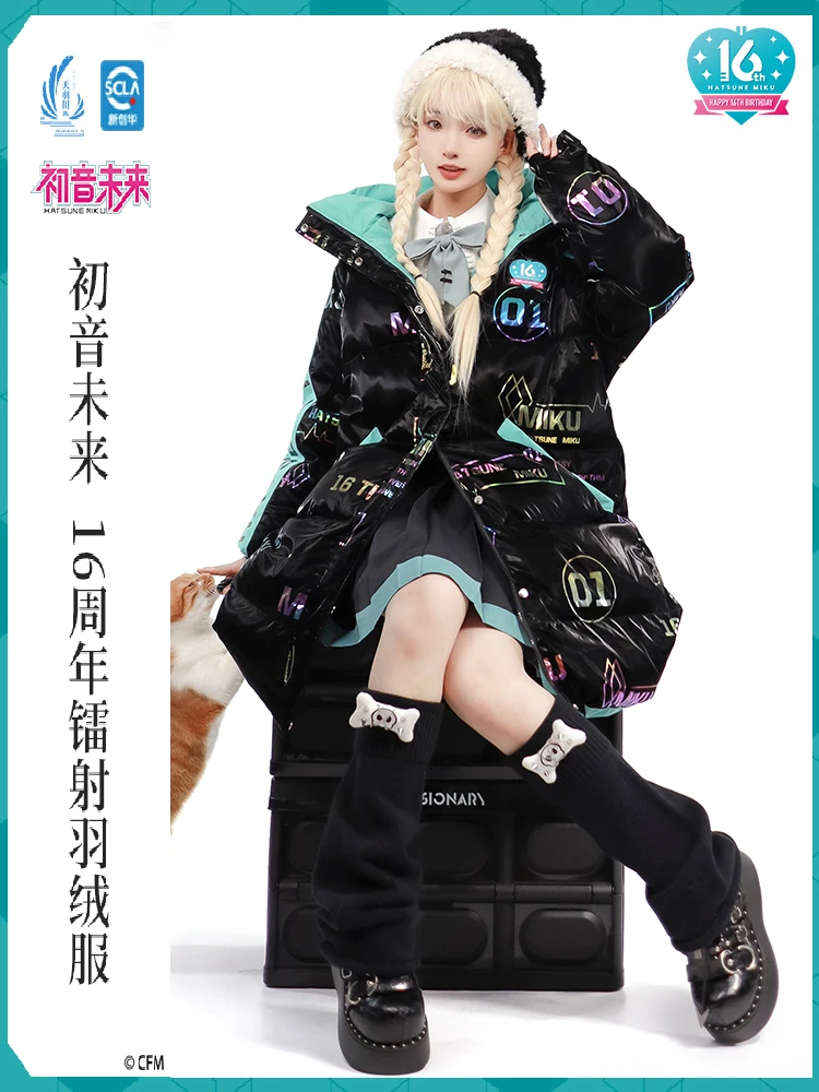 Original Miku Parka Women Men Down Coat Jacket Anime Vocaloid Winter Parkas Thick Casual Long Hooded Warm Overcoat