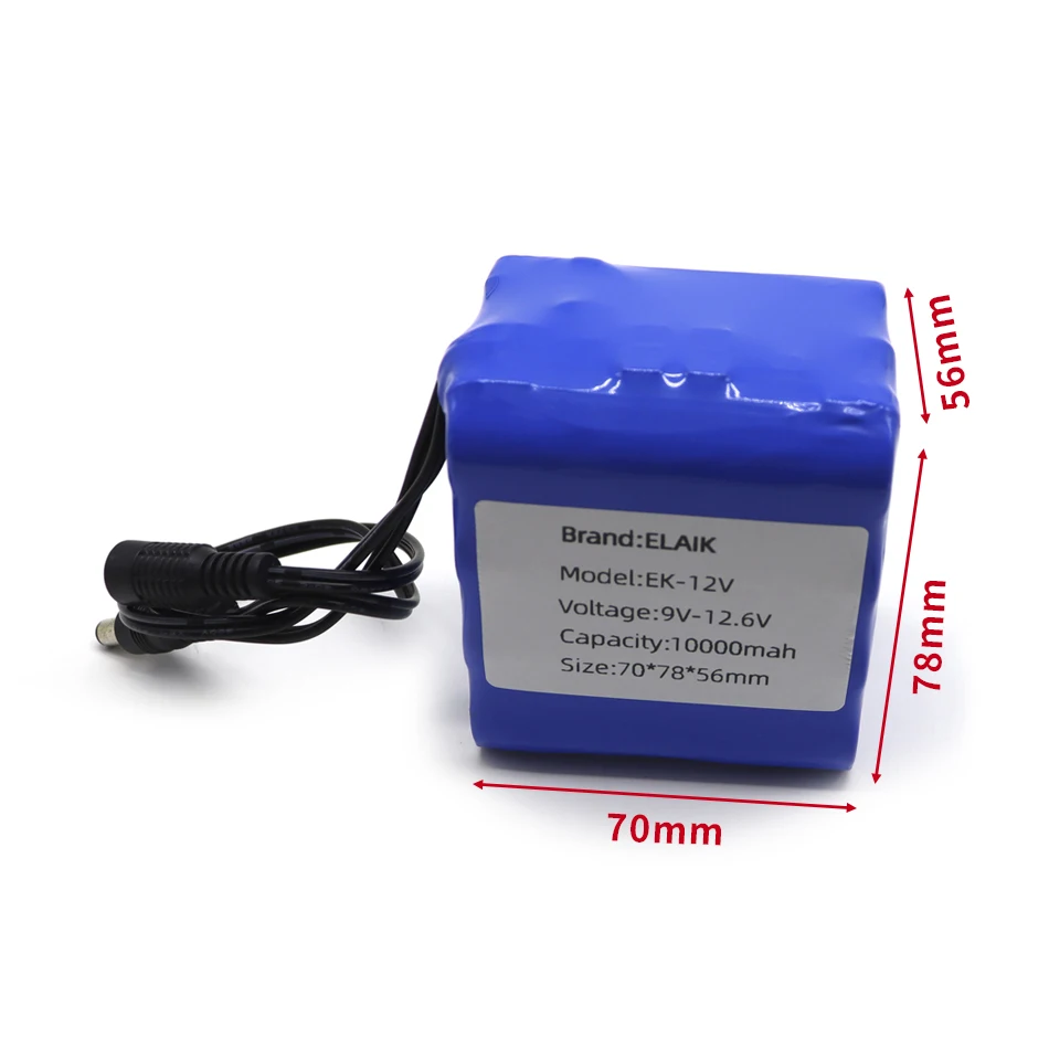 Nuova protezione al 100% Batteria ricaricabile al litio 12 V 10 Ah 18650 di grande capacity 12 V Capacità 10000 mAh