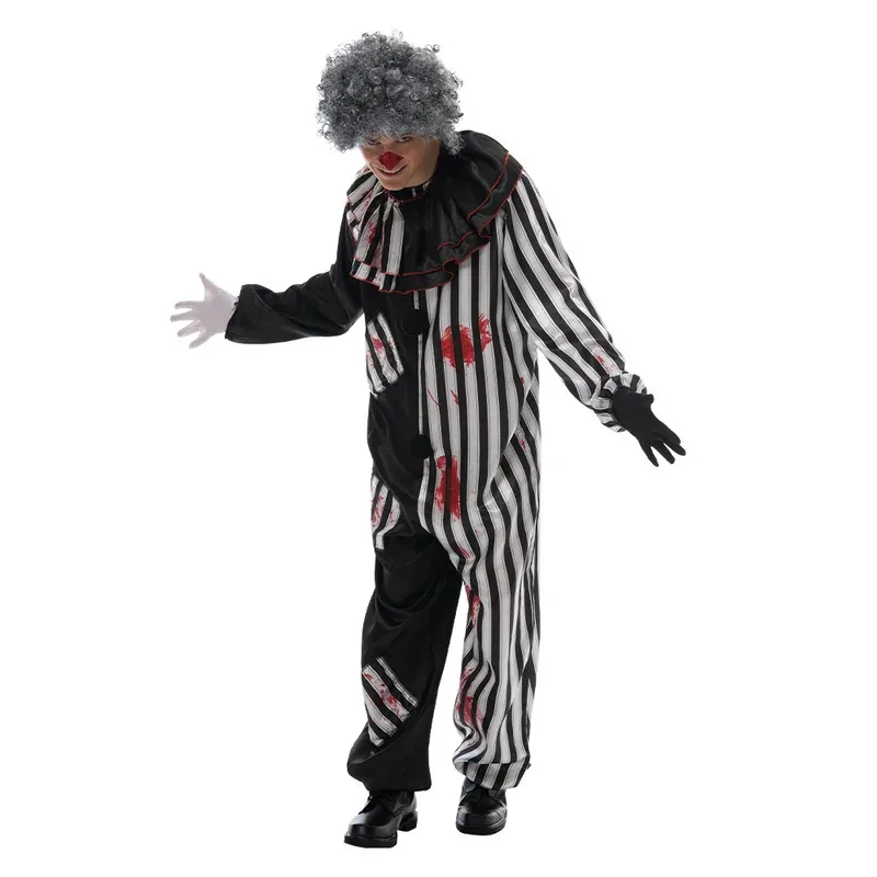 Sky01 2022 Adult Evil Clown circus Cosplay Halloween Costume Vintage Men's Bloody Killer Clown Carnival Easter Purim Fancy Sd01$
