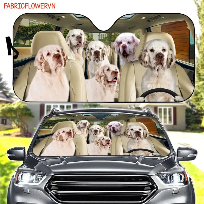 

Clumber Spaniel Car Sunshade, Clumber Spaniel Car Decoration, Dog Windshield, Dog Lovers Gift, Dog Car Sunshade, Gift For Mom, G