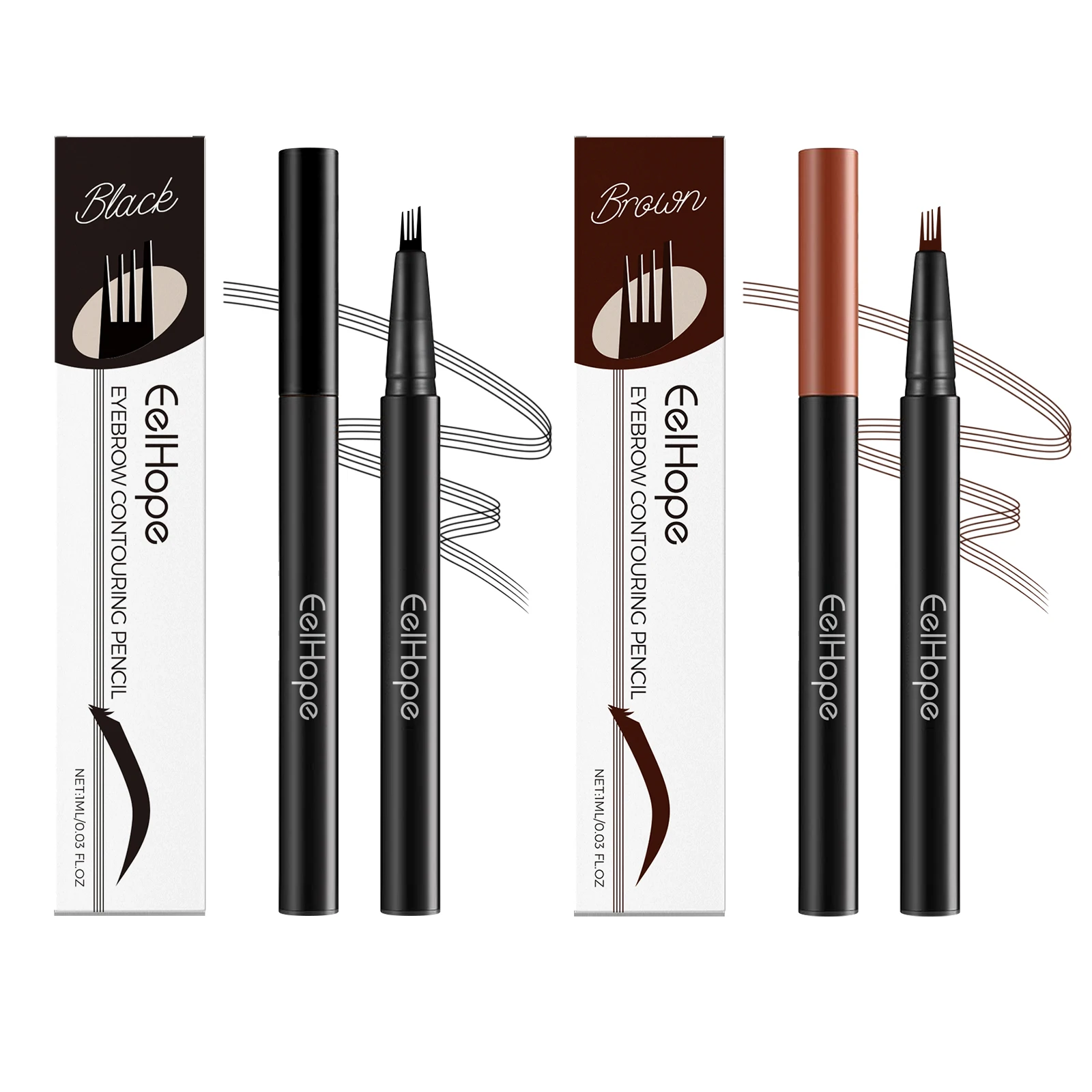 Quick-Dry Four-Pronged Eyebrow Contouring Pencil Micro Tip Applicator Waterproof Long Lasting 3D Eyebrow Natural Look Eye Liner