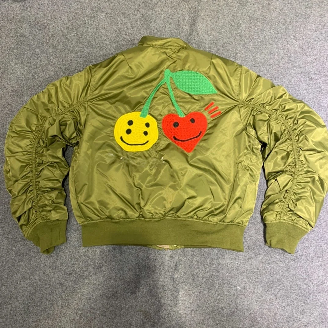 

Утепленная куртка-бомбер CPFM MA1 Cherry Smile Face Air Force из хлопка, с высоким воротником, на одной пуговице, для зимы