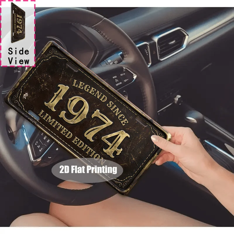 2D Flat, [2D Flat] 1pc, Retro '1974' Metal Aluminum Sign (11.8'x5.9'), Bar, Cafe, Living Room, Doorway, Hallway, Courtyard, Gard