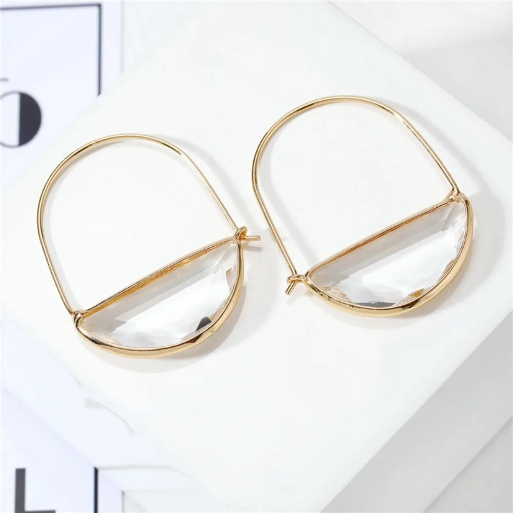 

Pendant Green Crystal Semi Circle Earrings Decoration Glass Glass Half Round Earrings Jewelry Retro Transparent Crystal Earrings