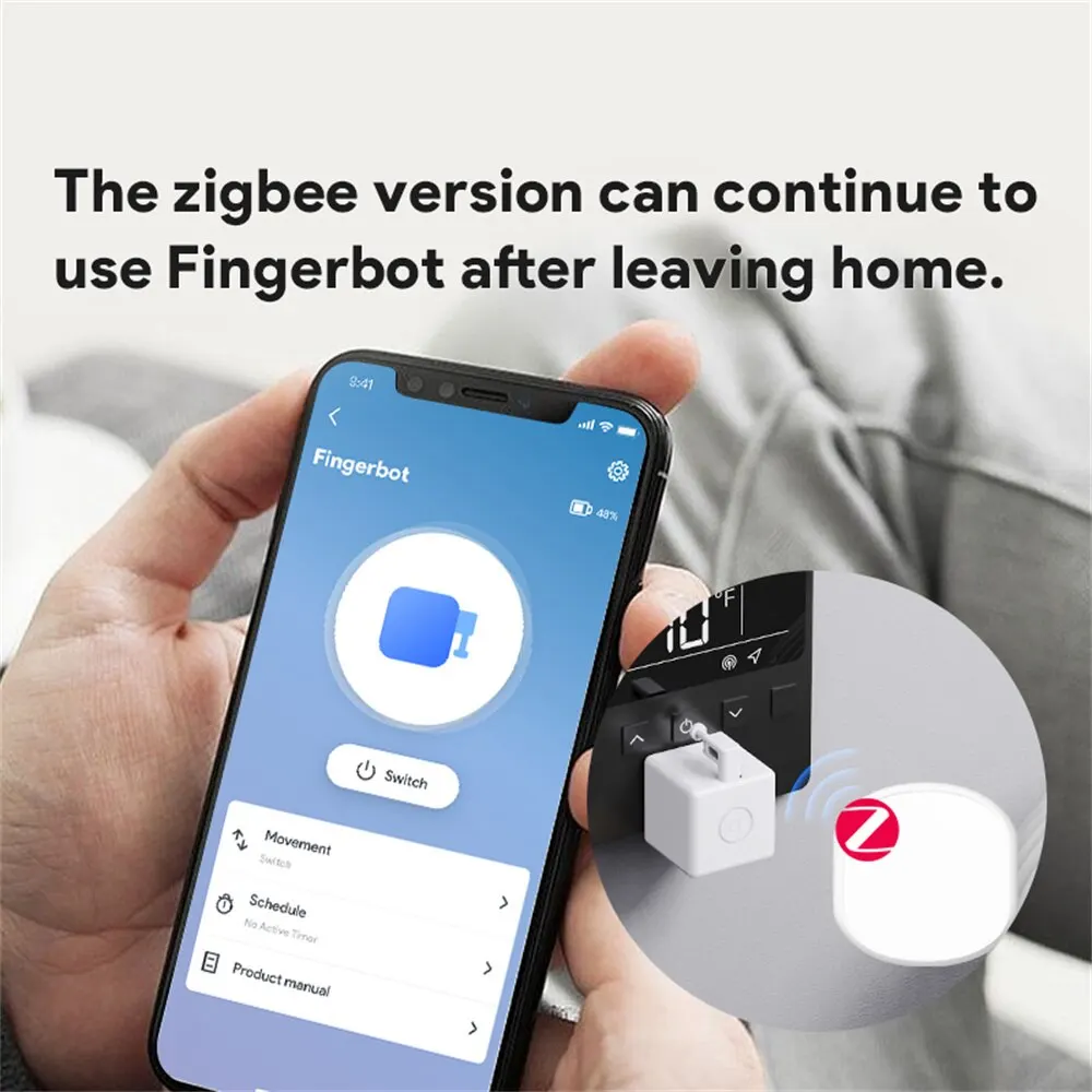 Tuya Zigbee Fingerbot Plus Inteligentny przycisk przełącznika Fingerbot Pusher Inteligentny zegar życia Sterowanie głosowe Współpracuje z asystentem Google Alexa