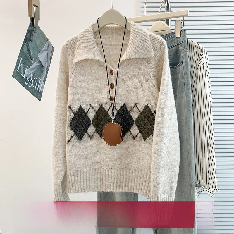 Spring Autumn New Korean Style Quality Good Match All Classic Half Open Collar Overhead Sweater Coat Long Sleeve Versatile