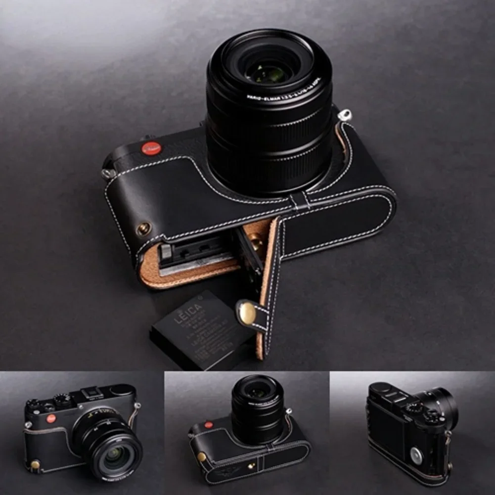 Genuine Leather Cowhide Bag Body Handwork Photo Camera Half Case For Leica X XV Vario Mini M Typ113 Protective Sleeve Base Shell