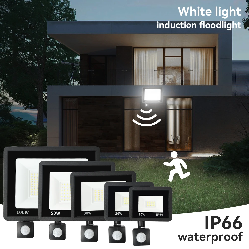 

LED Floodlight PIR Motion Sensor White/Warm White IP66 AC220V Exterior Projector Spotlight SMD2835 Outdoor Lighting Floor Lamp