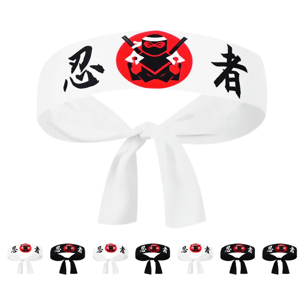 

8Pcs Headband Japanese Style Karate Bandana Black White for Martial Arts Sushi Party Cosplay Accessories
