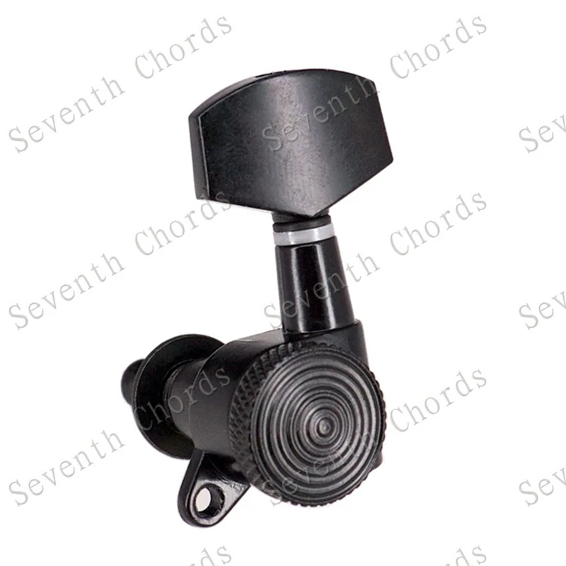 6er-Set 3R3L Schwarze verriegelbare Stimmwirbel für Akustik- und E-Gitarren – Zubehörteile – Detail 6