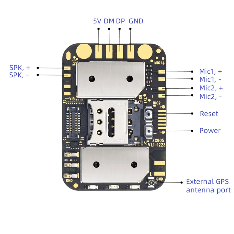 ZX905 스몰 사이즈 2G + 4G GPS 트래커 칩, LTE CAT-1 추적 PCBA 모듈 보드, 분실 방지, 개인 어린이용, 애완견 고양이