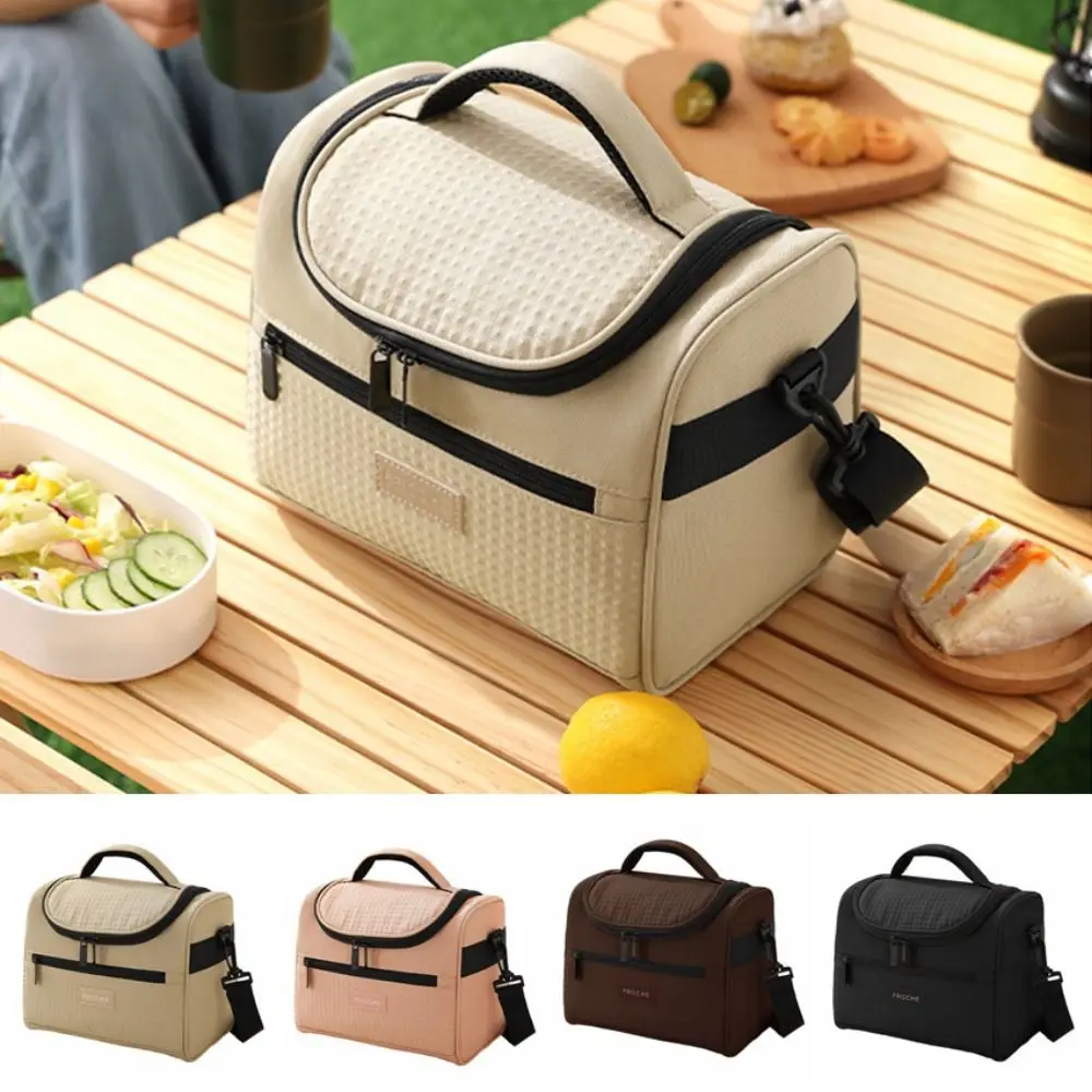 Reusable Zipper Handle Lunch Box Durable Sturdy Insulated Lunch Bag Hand-held Waterproof Lunch Tote Bag Foods Storage