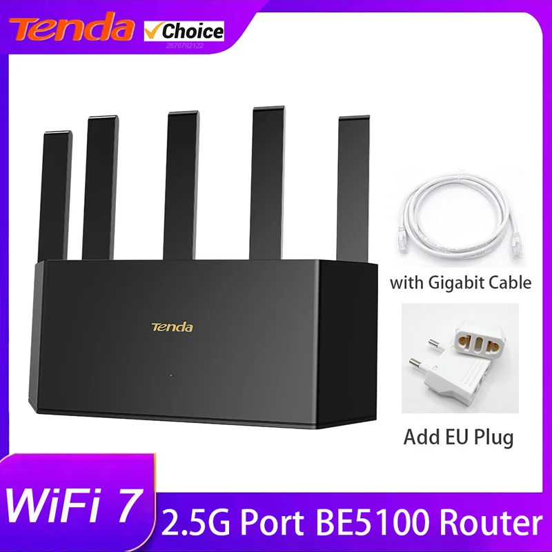 

Tenda BE5100 Mesh Router BE6L Dual-Core Wifi7 5011Mbps 2.5G Ethernet Port Dual Frequency 2.4/5GHz 5Independent Signal Amplifiers