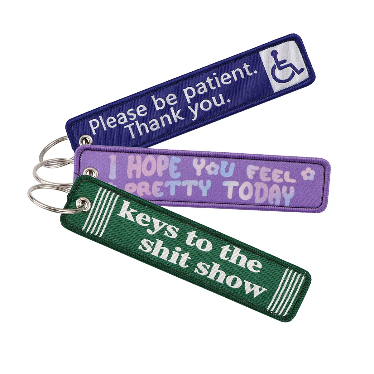 1PC Quotations Series Keychain for Motorcycles Embroidery Key Fobs Holder Men Women Key Tag Jet Tag Key Ring Accessories
