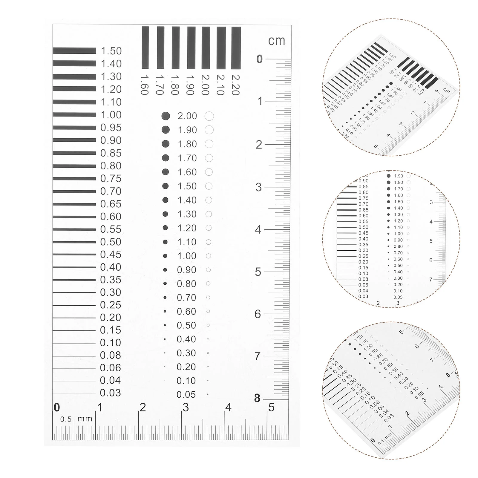 Badge Gauge Film Ruler Diameter Measurement Tool High Precision Flaw Detection Scratch Check