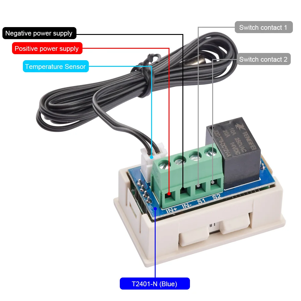 DC 12V Digital Thermostat Temperature Controller Regulator Thermoregulator Incubator NTC 3950 Sensor W2401-N Switch Module