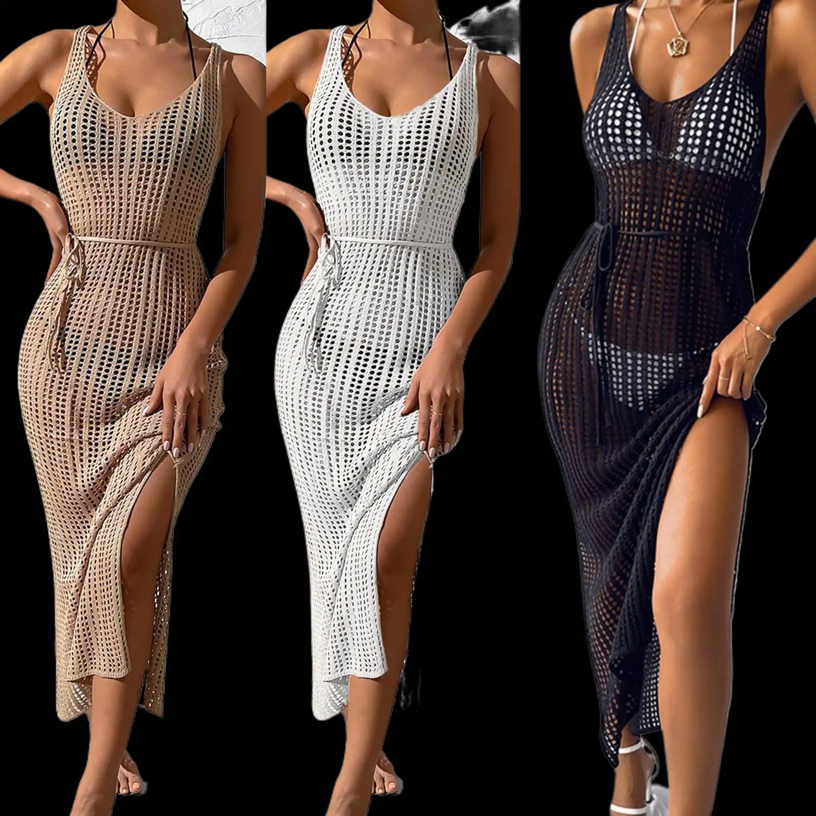 

Sarong Beach Wrap Tunics Sexy Beach Bikini Cover-Ups Women Swimwear Dress Cover up Fishnet Crochet Swimsuit Saida De Praia