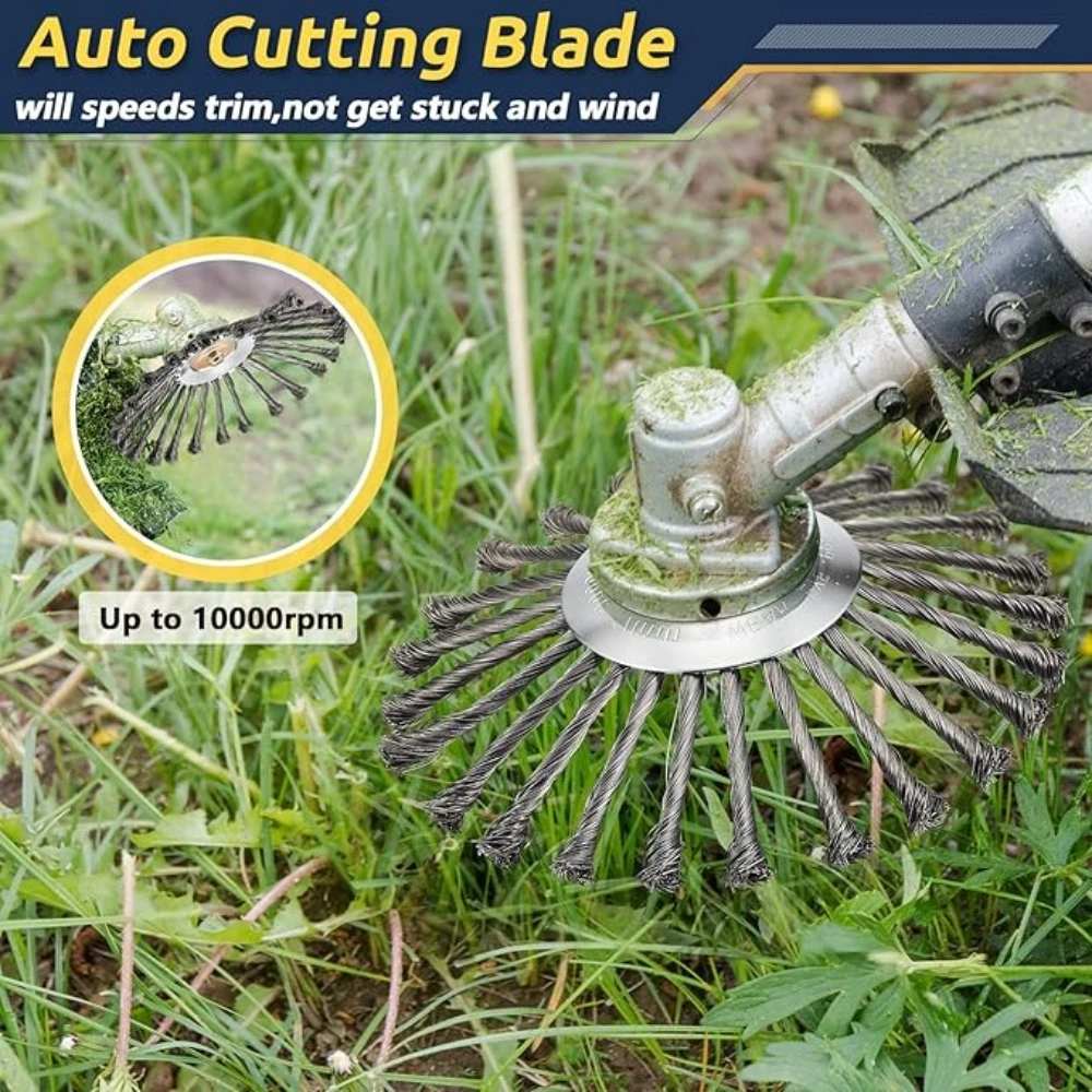 หัวแปรงตัดหญ้าแบบลวดเหล็ก 1-2 ชุด พร้อมชุดอะแดปเตอร์อเนกประสงค์ สำหรับเครื่องตัดหญ้าในสวน กำจัดมอสและหญ้า