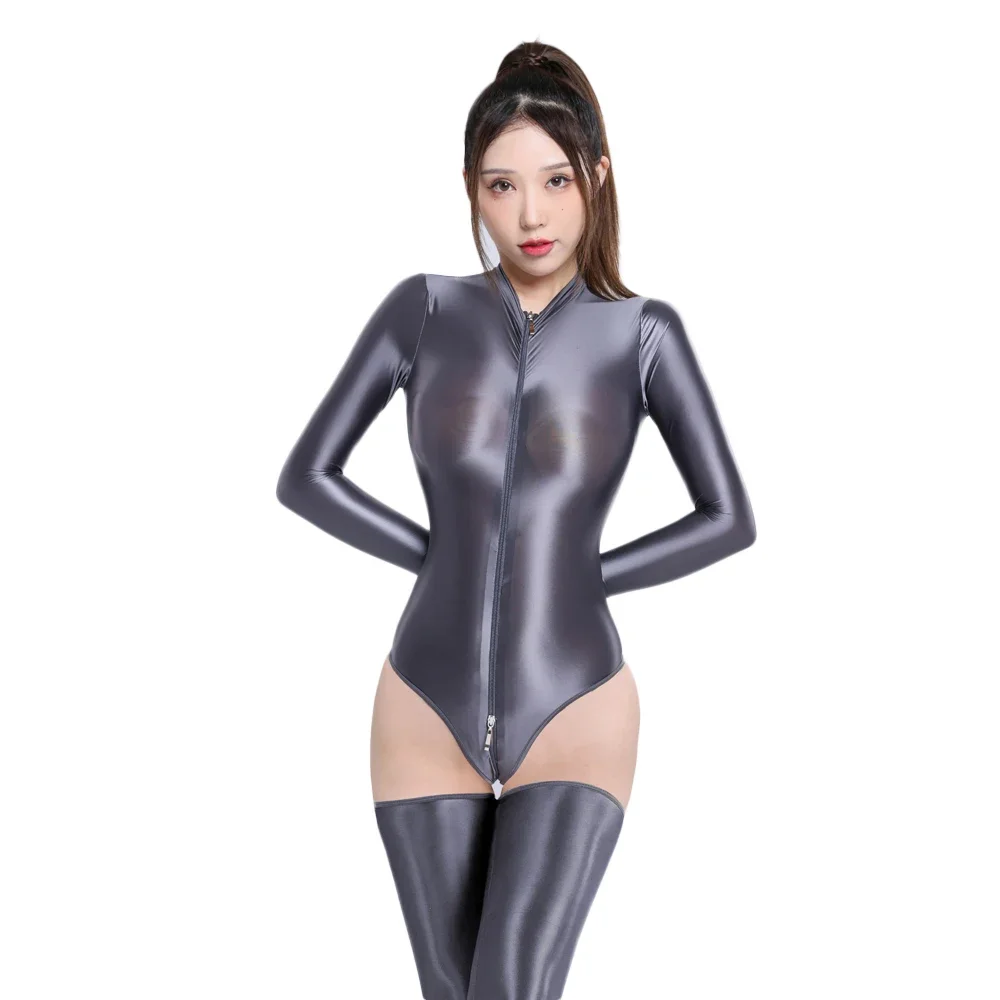 

Сексуальный женский блестящий эластичный комбинезон-боди для йоги, корректирующий фигуру, прозрачный, с эффектом промасленной кожи, стринги, тонкий, прозрачный, комбинезон-слип, костюм горничной, леотард