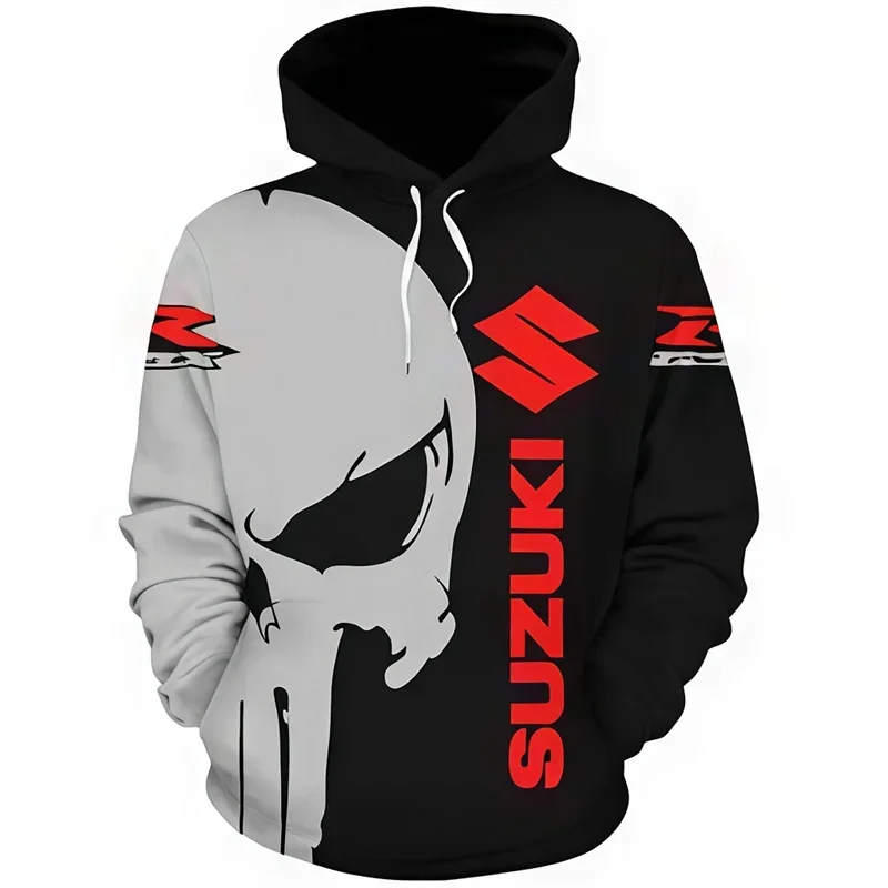 AliExpress Suzuki men's casual hoodie, 3D printed long-sleeved top for outdoor motorcycle and bicycle enthusiasts, autumn and winter
