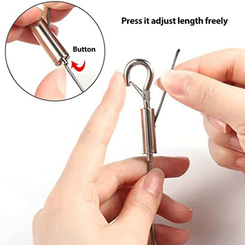 4 قطعة 2 متر x 1.5 مللي متر قابل للتعديل صورة معلقة سلك عدة-الثقيلة الفولاذ المقاوم للصدأ سلك حبل ، يحمل ما يصل إلى 60Lbs