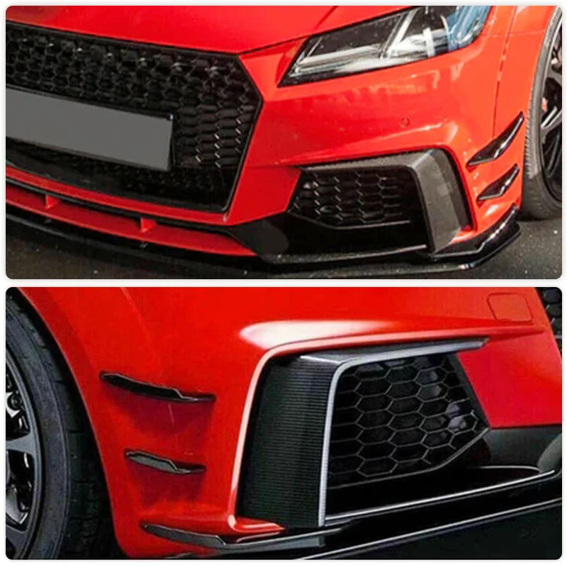 Car Front Bumper Canards for Audi TT RS TTRS 8S Coupe 2016-2018 Car Racing Front Splitters Air Vent Trims Fins Full Carbon Fiber