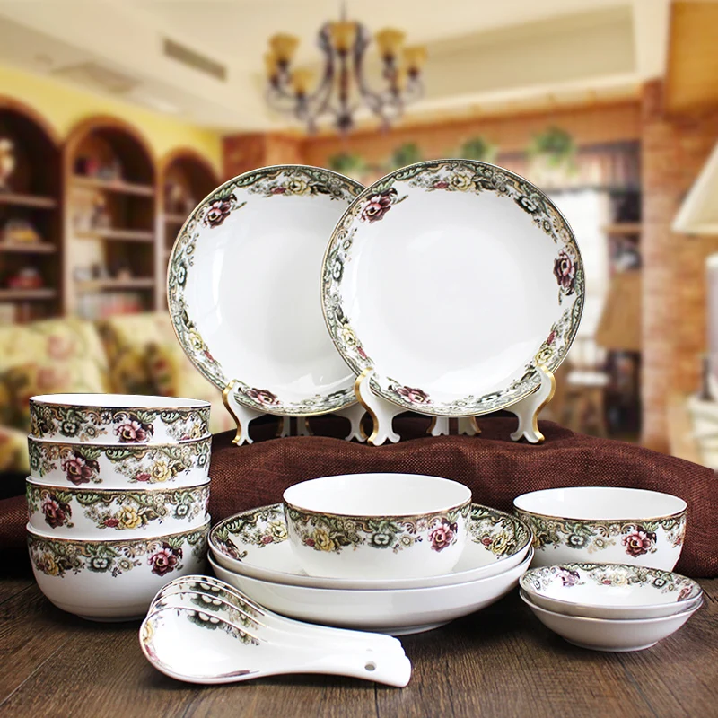 

Ceramic tableware set household dishes European Phnom Penh large soup bowl fish plate bowl.