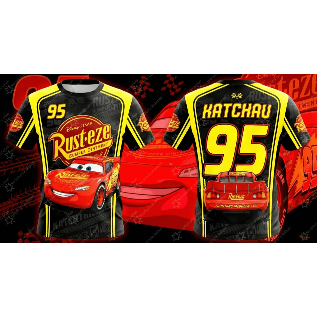 Camiseta de Cars con Estampado 3D de Lightning McQueen, para Hombre, Mujer y Niños, Camiseta de Carreras Rust-eze 95, Ropa de Calle Katchau, Camiseta Deportiva Informal de Verano 2026