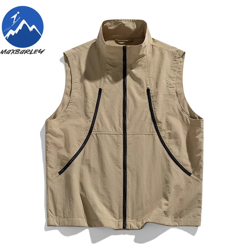 

Мужской летний многофункциональный легкий водонепроницаемый рабочий жилет Maxbarley без рукавов, повседневный, однотонный, для рыбалки и работы