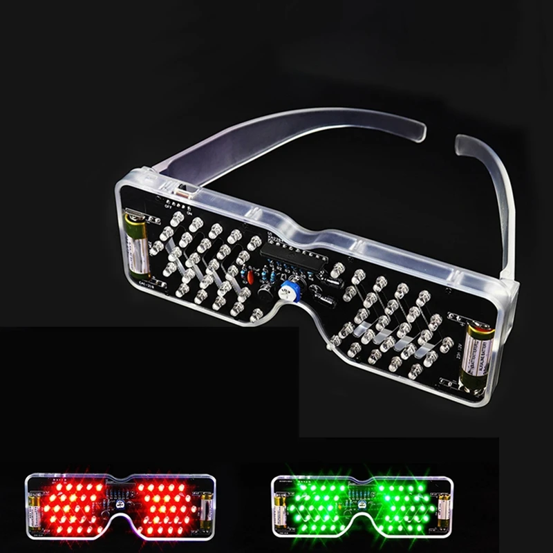 LED Light Up Glasses Soldering Practice Kit, som ativado óculos, DIY Electronics Kit para o projeto de aprendizagem