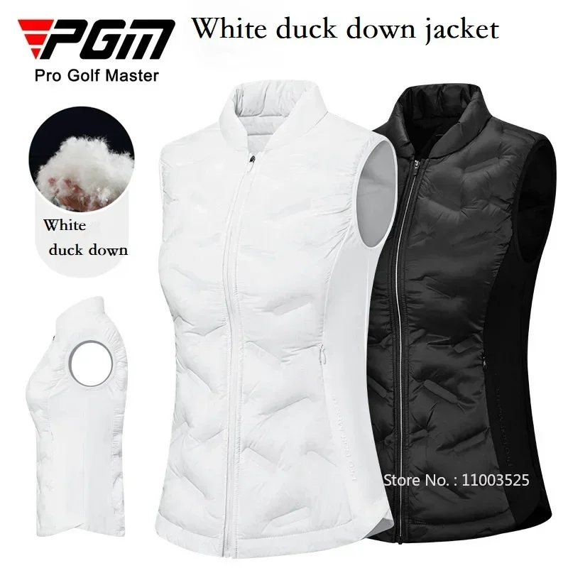 PGM Winter Women Golf  Vest 90% White Duck Down Waistcoat Jacket Slim Waist Sleeveless Coat Ladies Waterproof Warm Golf Vest