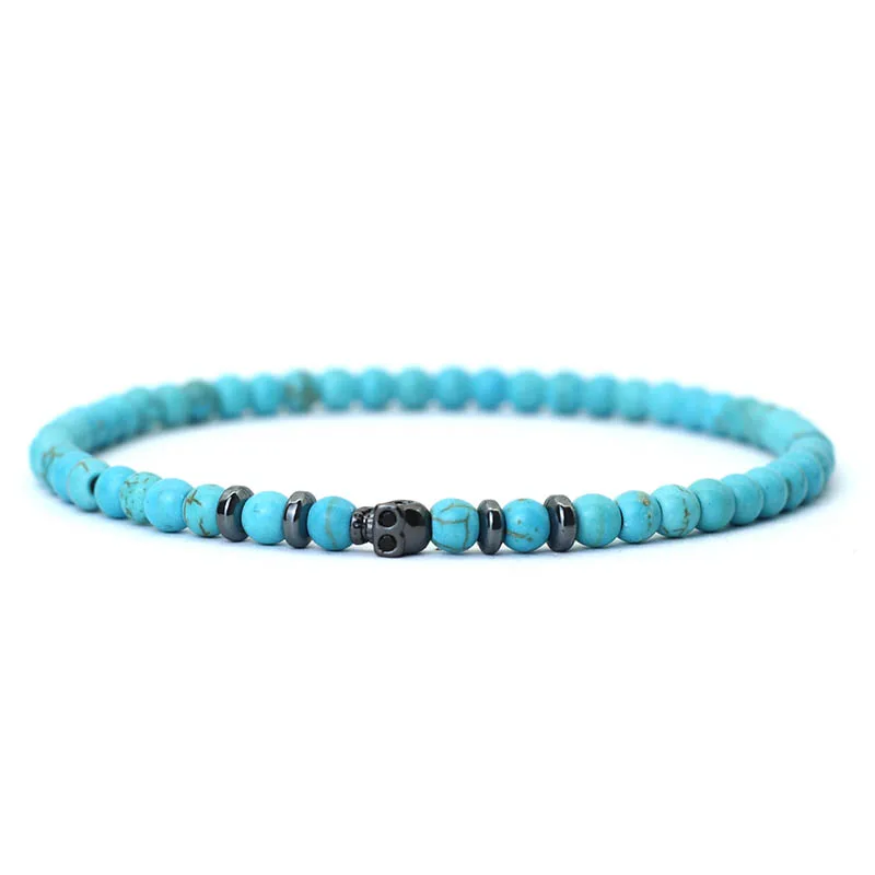 Black Skull Braclet Noter New Novel 4mm Beads Bracelet For Men Homme Small Volcanic Rock Tiger Eyes Stone Braslet Gift For Him