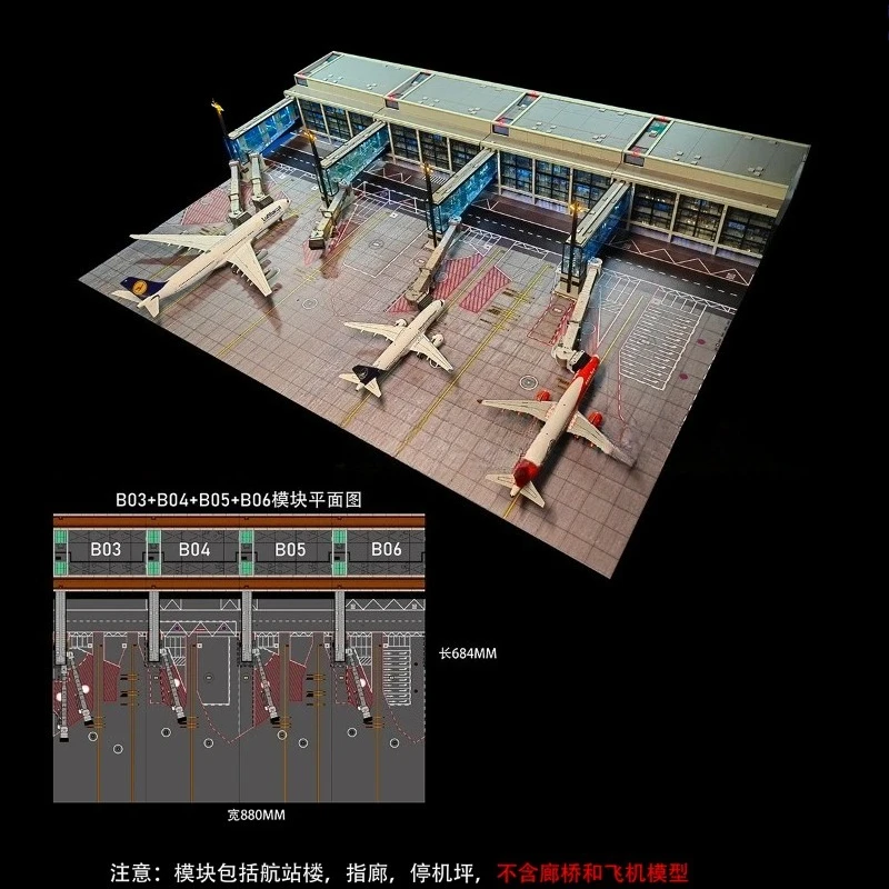 For 08 Hangar 1:200 Airport Module Terminal Apron Model with Lighting - view 5