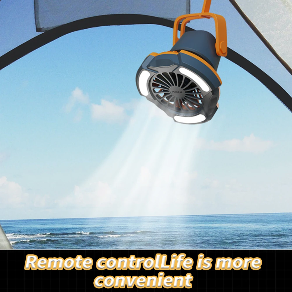 

Portable Camping Fan With LED Lantern Rechargeable 4000mAh Battery Operated Fan With Light And Hanging Hook For Hiking Hurricane